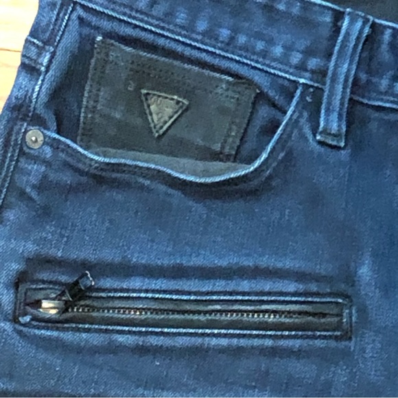 Guess Slim Tapered Jeans Women's 29 Blue with Black Zipper Details - Picture 9 of 12